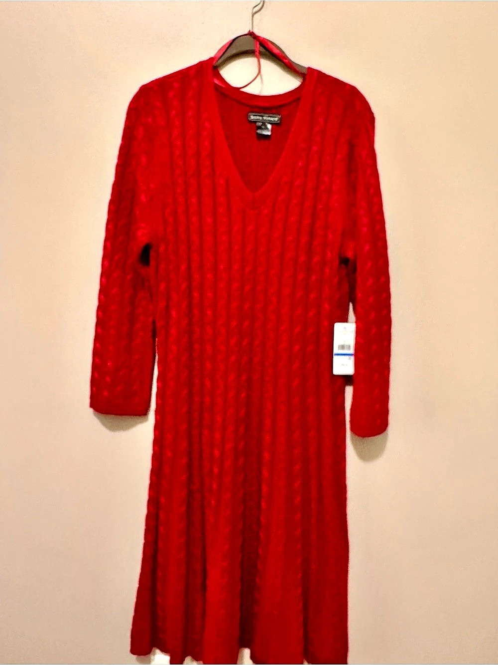 Jessica Howard Red Cable Knit Midi Dress Size XL NWT